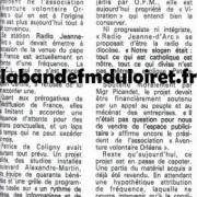 article de presse oct.1988 radio Jeanne d'Arc